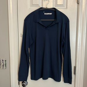 Criquet no button long sleeve polo shirt, size medium,  dark blue.